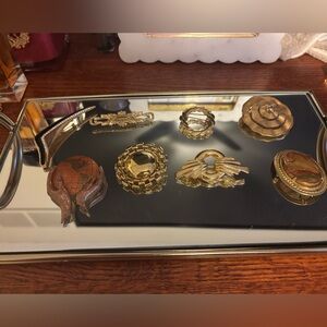 Vintage Gold Tone Brooch Bundle | Floral, Art Deco & Statement Pins (Lot of 8)